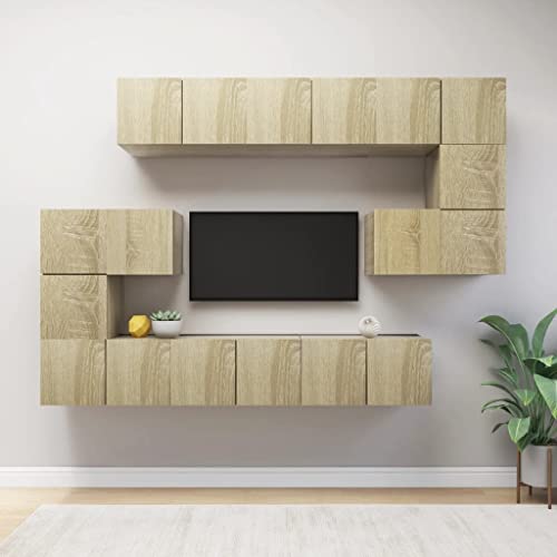 AUUIJKJF Entertainment Centers & TV Stands 10 Piece TV Cabinet Set Sonoma Oak Engineered Wood Furniture