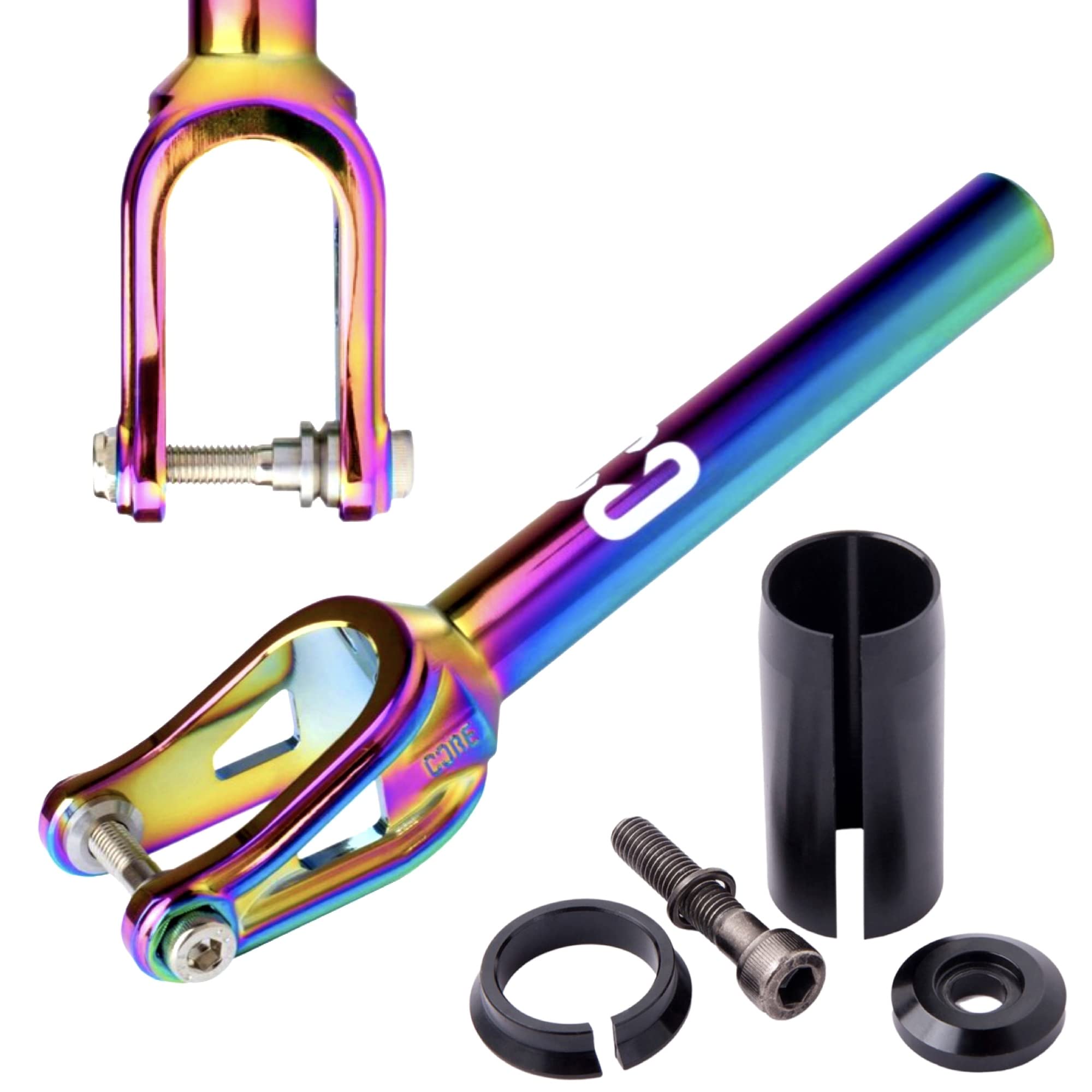 Fantic26 CORE SL Stunt-Scooter Fork IHC Park Trick Tret Roller Ersatz Gabel Sticker (Rainbow)