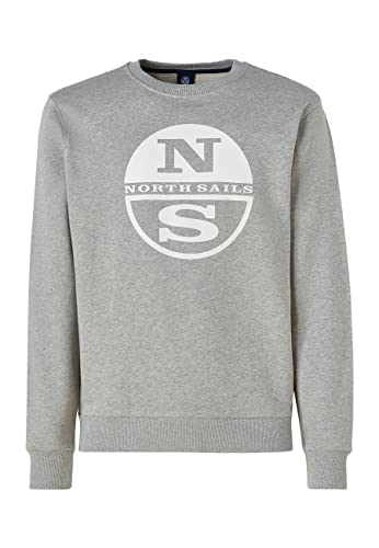 NORTH SAILS Herren Crewneck W/Graphic Sweatshirt, Grey Melange, XL