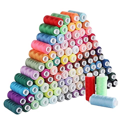 BABOS Nähgarn-Set, 100 Farben, 227 m, jede Spule, Polyester-Faden-Kit für Hand- oder Maschinennähen