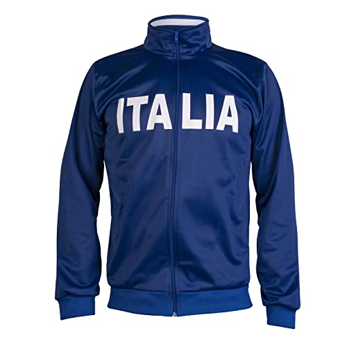 JL Sport Italien Italien Nationalmannschaft 1990 Fußballjacke Retro Stil Vintage Track Fußball Top, blau, XXL