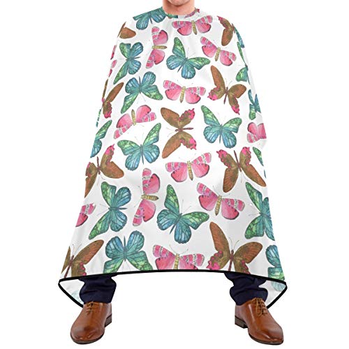 Shaving Beard Hairdressing Haircut Capes - Butterfly Pattern Professional Waterproof with Snap Closure Adjustable Hook Unisex Hair Cutting Cape