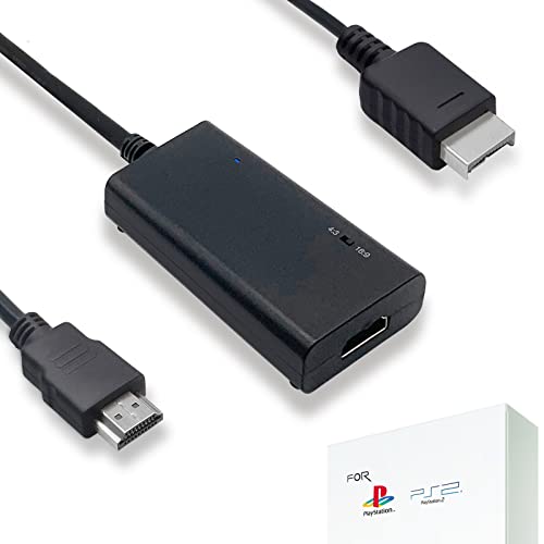LEVELHIKE HDMI Kabel für Playstation 2 & Playstation 1 Konsole (PS2 & PS1), PS1/PS2 auf HDMI Adapter mit True RGB Signalausgang (100% verbesserte Videoqualität), HD Konverter mit 4:3/16:9 Switch