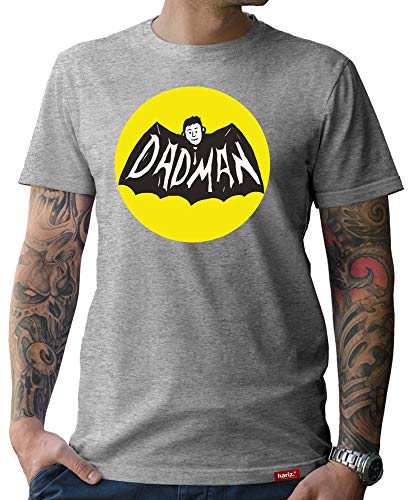 Papa T-Shirt Herren Dadman Shirt Spruch Für Junge Väter zur Geburt Grau 3XL