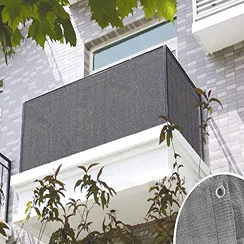 Balkonsichtschutz, 0,9x5M, Garten-Sichtschutz, HDPE Balkon-Sicherheits-Schutzhülle Belüftetes wetterfestes Balkonnetz mit 10 Bändern (Grau)