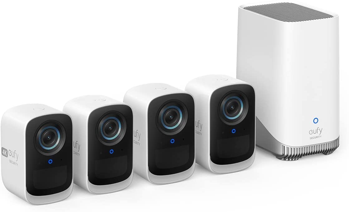eufy Security eufyCam S300 3C,Überwachungskamera aussen,4K kabellose mit Gesichtserkennung und K.I, Farbige Nachtsicht,Erweiterbarer Speicher auf 16TB, Überwachungskamera Set 4+1,Gebührenfreie Nutzung