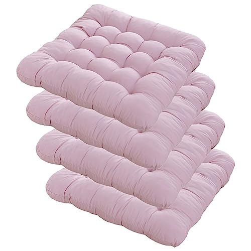 Trayosin 4er Set Stuhlkissen 40x40 cm Sitzkissen Bodenkissen,Elegantes Sitzkissen für Gartenstuhl Stuhlkissen mit weicher Polyester-Füllung für Indoor und Outdoor (Rosa)