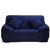 ele ELEOPTION Sofa Überwürfe Sofabezug Stretch elastische Sofahusse Sofa Abdeckung in Verschiedene Größe und Farbe Herstellergröße 95-140cm (Dunkelblau, 2 Sitzer für Sofalänge 130-170cm)