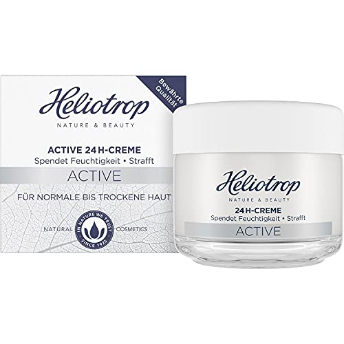 Heliotrop Gesichtscreme für normale bis trockene Haut, 24h Feuchtigkeit, Gesichtspflege mit Hyaluronsäure und Algenextrakt, Active 24h Creme, 50 ml