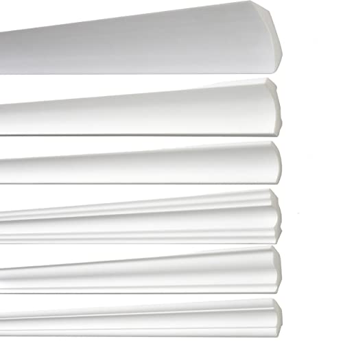 DECOSA Zierprofil Set B7 50 x 50 mm - Edle Stuckleisten in Weiß - 10 Stück à 1,5 m Länge - Zierleisten aus Styropor für Decke oder Wand