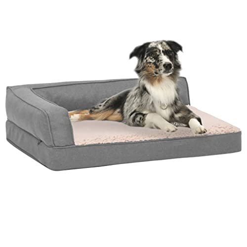 Animals & Pet Supplies,Pet Supplies,Dog Supplies,Dog Beds,Ergonomic Dog Bed Mattress 60x42cm Linen Look Fleece Grey