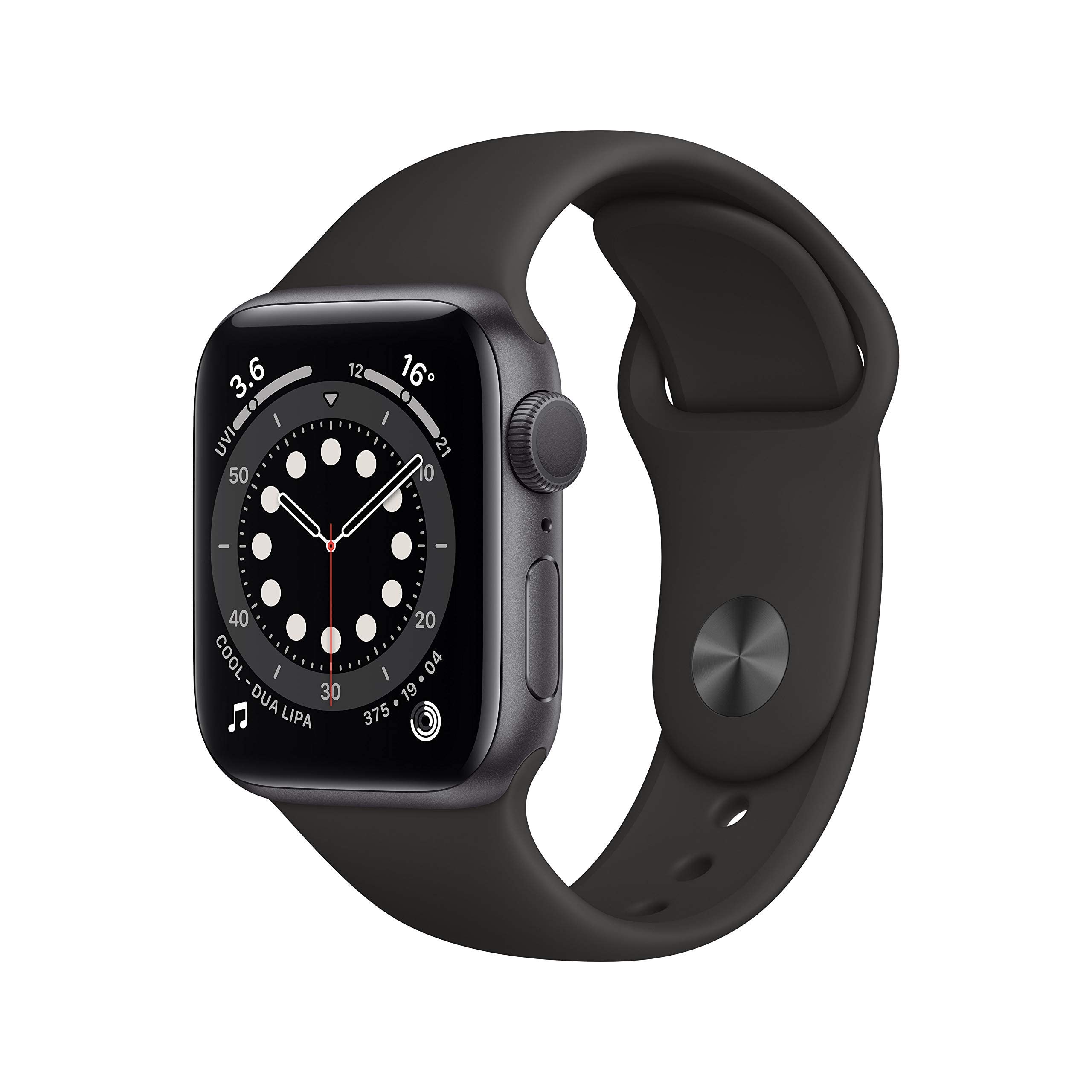 Apple Watch Series 6 (GPS, 40MM) Aluminiumgehäuse Space Grau Schwarz Sportarmband (Generalüberholt)