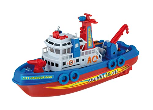 Happy People 72509 - Helgoland Hafenschlepper Boot Schiff Badewanne Spielzeug schwimmfähig mit Wasserspritze Badespaß, XL