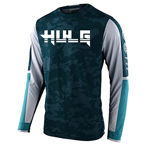 Radfahren Jersey Herren Mountainbike Motocross Jersey Langarm MTB T-Shirt,Shirt Downhill Fahrrad Jersey Schnelltrocknend (Color-16,XXL)