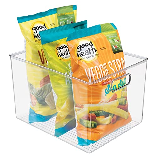 mDesign Aufbewahrungsbox mit Griffen – hohe Kühlschrankbox zur Lebensmittelaufbewahrung – Ablage aus Kunststoff für den Küchen- oder Kühlschrank – durchsichtig