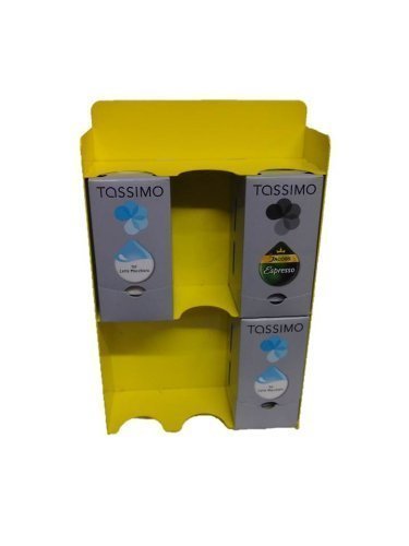 Tassimo T Disc Dispenser Aktion mit einer Packung Latte Machiato zum hinstellen und stellen Neu mit Ablagefach in der Farbe Gelb von James Premium®