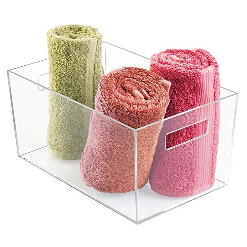 iDesign Clarity Box, große Badablage aus Kunststoff mit Griffen zur Aufbewahrung von Kosmetik und Make-up auf dem Waschtisch, durchsichtig