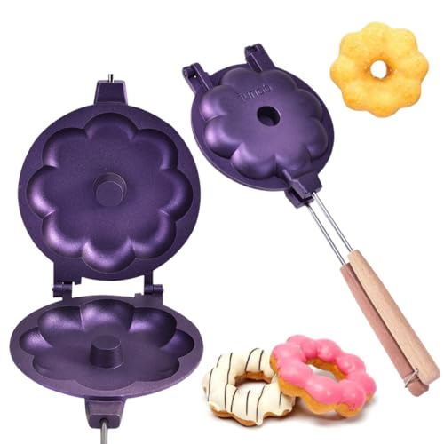 AZURAOKEY Mini-Donut-Maker, Mini-Pfannkuchen-Maker-Maschine, Pflaumenblüten-Donut-Maker, Donut-Maker aus Eisen, Pflaumenblüten-Pfannkuchen for Kinder, Donut-Maker, macht Donuts