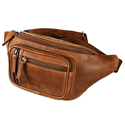 STILORD 'Greg' Bauchtasche Leder Braun Vintage Hüfttasche Herren Damen Belt Bag für Sport Festival Handy Werkzeugtasche Gürteltasche Doggy Bag Echtleder, Farbe:Andorra-braun