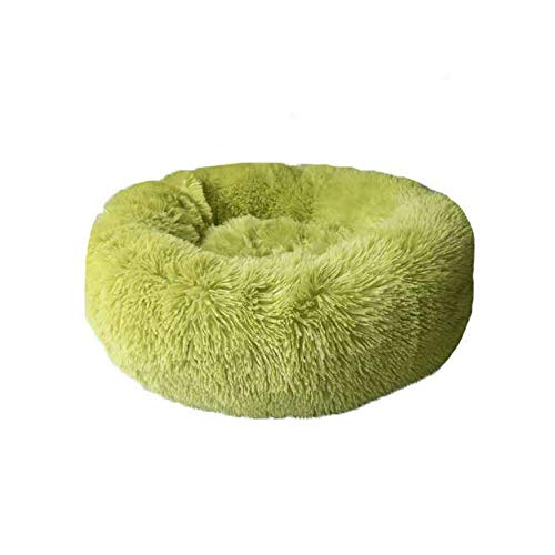 WYJW Gemütliches Hundebett Kunstpelz Donut Cuddler Soft Comfort Hundehaustiersofa Luxuriöses abnehmbares großes Hundenestbett Rutschfestes Hundebett, maschinenwaschbar, grün, 80 cm