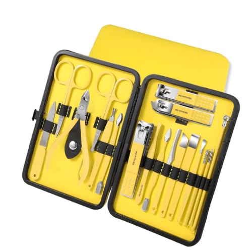 Nagelknipser-Set, tragbare Nagelknipser für den Haushalt, Männer und Frauen, spezielle Spitzzange zur Behandlung von Paronychie, gelb, 18-teiliges Set