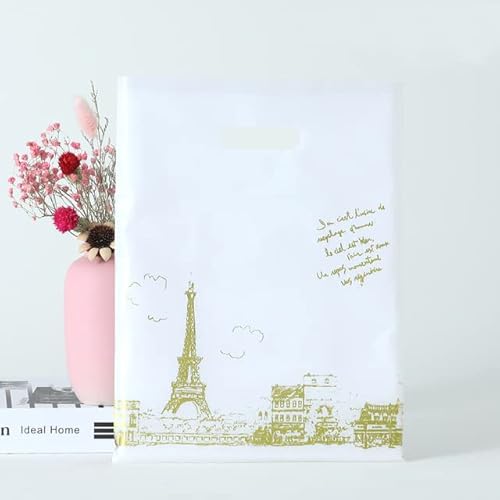 50 stücke 15x20 cm Multi Stil Griff Taschen Kleine Nette Hochzeit Schmuck Verpackung Beutel Für Süßigkeiten Kekse Geschenkbox-beige turm