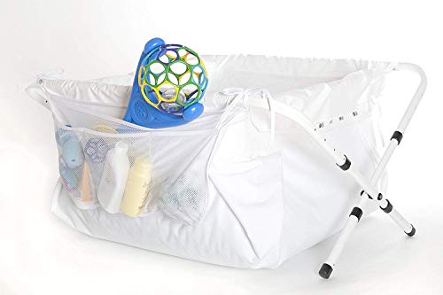 BiBaBad Faltbare Babybadewanne - Rutschfeste, tragbare Badewanne für Dusche mit Rahmen - Geeignet für Kinder von 1 bis 8 Jahren - Babybadezubehör für Kleinkinder - weiß 70-90 cm