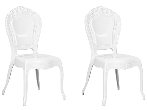 Beliani Barock Stuhl Kunststoff 2er Set weiß 2er Set stapelbar Vermont