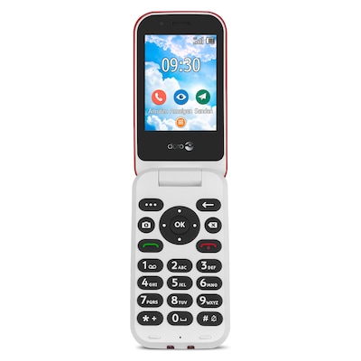 Doro 7030 - 4G Mobiltelefon im eleganten Klappdesign (3MP Kamera, 2,8 Zoll (7,11cm) Display, LTE, GPS, Bluetooth, WhatsApp, Facebook, WiFi) rot-weiß