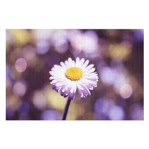 Purple White Petals Flower Hazy，Puzzle für Erwachsene und Kinder ab 14 Jahren, 1000 StüCk，，Lernspielzeug FüR Kinder 70x50Papier