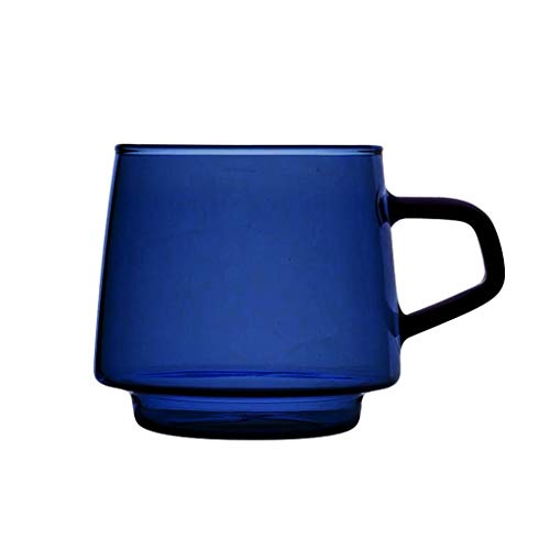 zxb-shop Tasse Kobalt-Blau Kaffeetasse Farbe Glas-Schale hoch Borosilikat hitzebeständiger Glas Mikrowellenherd kann for jeden Anlass verwendet (10 Unzen-300 ml) Kaffeetasse mit