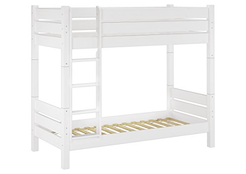 Erst-Holz® Etagenbett für Erwachsene weiß 100x190 Hochbett teilbar mit 2 Rollroste 60.16-10-190WT100