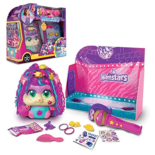 Hamstars Popstar World Tour Bus mit Mikrofon - Hamstar Iris, bereit zum Styling in ihrem Tourbus. Tolles Geschenk mit Musik und Hairstyling für Kinder ab 4 Jahren