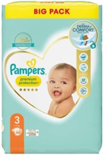 Pampers Baby Windeln Größe 3 (6-10kg) Premium Protection, Midi, BIG PACK, bester Komfort und Schutz für empfindliche Haut, 68 Stück