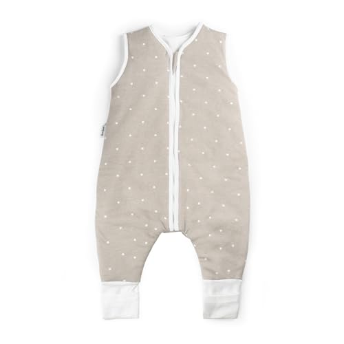 Ehrenkind® Baby Sommerschlafsack mit Beinen | Bio-Baumwolle | Sommer Schlafsack Baby Gr. 70 Farbe Taupe mit weißen Sternen