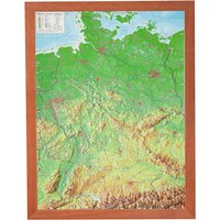 Deutschland klein mit Rahmen 1:2.4MIO: Reliefkarte Deutschland klein mit Holzrahmen
