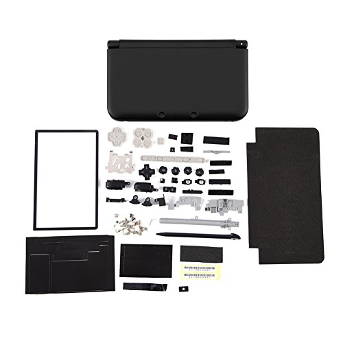 Tosuny Komplettsatz-Ersatzsatz für 3DS XL, Vollgehäuse-Gehäusedeckelschalenreparaturteile, Komplettsatz-Ersatzsatz, leicht zu tragen (1 * Knopfsatz(Schwarz)