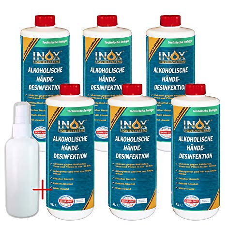 INOX® Hände Desinfektionsmittel mit Alkohol 1L (6 x 1 Liter)