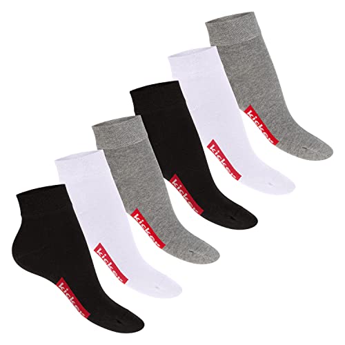 kicker Damen & Herren Kurzschaft Socken (6 Paar) - Schwarz Weiß Grau 43-46