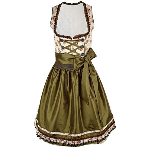 Mufimex Damen Dirndl Kleid Dirndlkleid Trachtenkleid traditionell Midi Marlene Grün 40