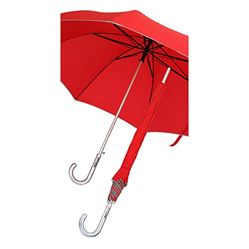 Schlichter Regenschirm & Gehstock mit Rundhakengriff Ossenberg Leichtmetallstock Design Rot