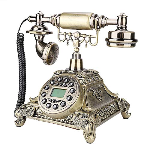 Garsent Vintage Telefon, Retro Schnurgebundenes Festnetztelefon Nostalgietelefon mit LCD Display für Tischdeko, golden