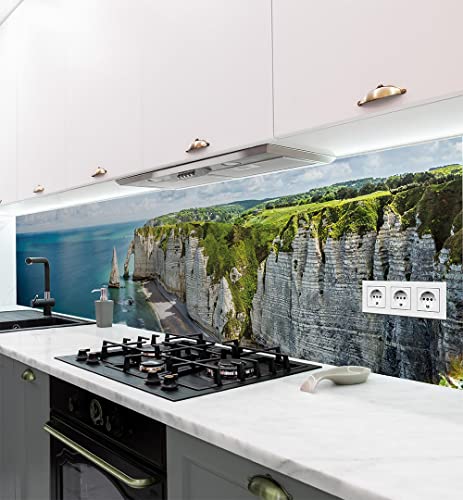 MyMaxxi - Selbstklebende Küchenrückwand Folie ohne Bohren - Motiv Landschaft 03-60cm hoch – Klebefolie Wandbild Küche - Wand-Deko – Klippe Meer Landschaft 180 x 60cm