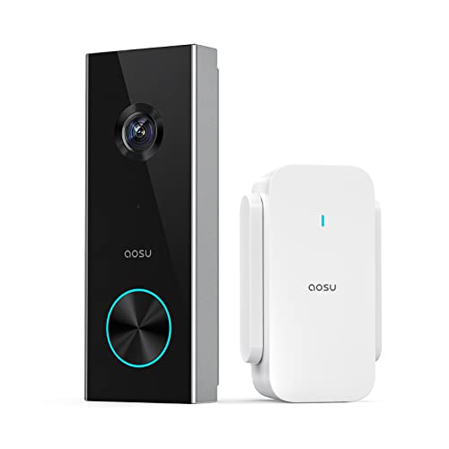 Wireless Doorbell Camera, aosu Battery Operated Video Doorbell, 2K Resolution, No Monthly Fees, 2.4GHz WiFi, Person Detection, 120 Days Battery Life, Voice Changer, Work with Alexa