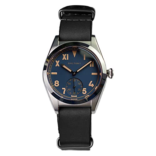 Baltany 36mm Retro Automatik Herren Klassische Uhren Saphirglas ST1701 Mechanische Edelstahluhr Männlich (Black Blue)