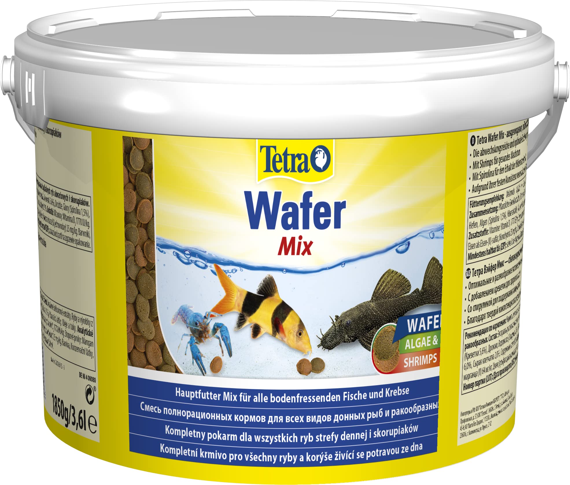 Tetra Wafer Mix - Fischfutter für alle Bodenfische (z.B. Welse) und Krebse, für gesundes Wachstum und eine bessere Widerstandskraft, 3,6 L