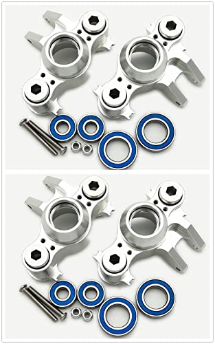 CrazyRacer HD Aluminum Axle Carriers Left&Right Front&Rear with Bearing -4PCS Set Silver for 1/10 RC Car Revo 3.3 E-Revo Summit E/MAXX 5334