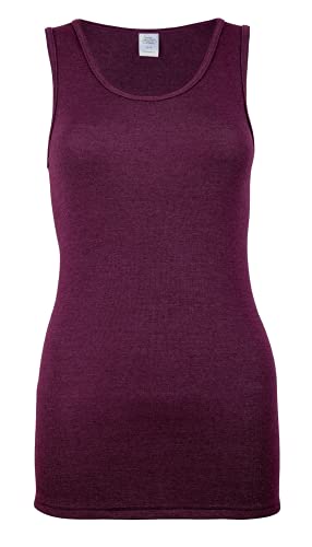 wobera Angora Damen Hemd ohne Arm aus 70% Schurwolle KbT und 30% Seide (medium, brombeer)