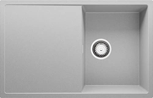Spülbecken Grau 78x50 cm, Granitspüle + Ablauf-Set, Küchenspüle für 45er Unterschrank, Einbauspüle von Primagran