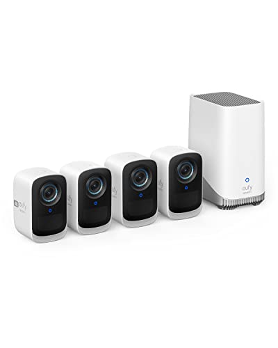 eufy Security eufyCam S300 3C,4K kabellose Überwachungskamera mit Gesichtserkennung und K.I, Überwachungskamera Set 2+1(Generalüberholt)